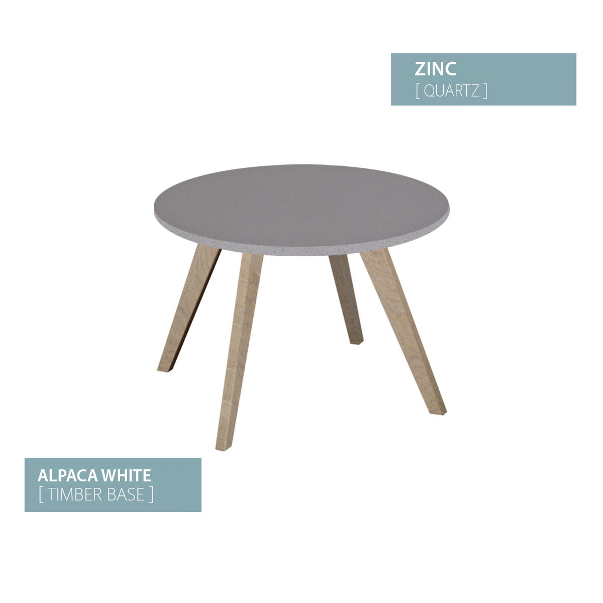 COFFEE TABLE ALPACA WHITE BASE (ZINC)