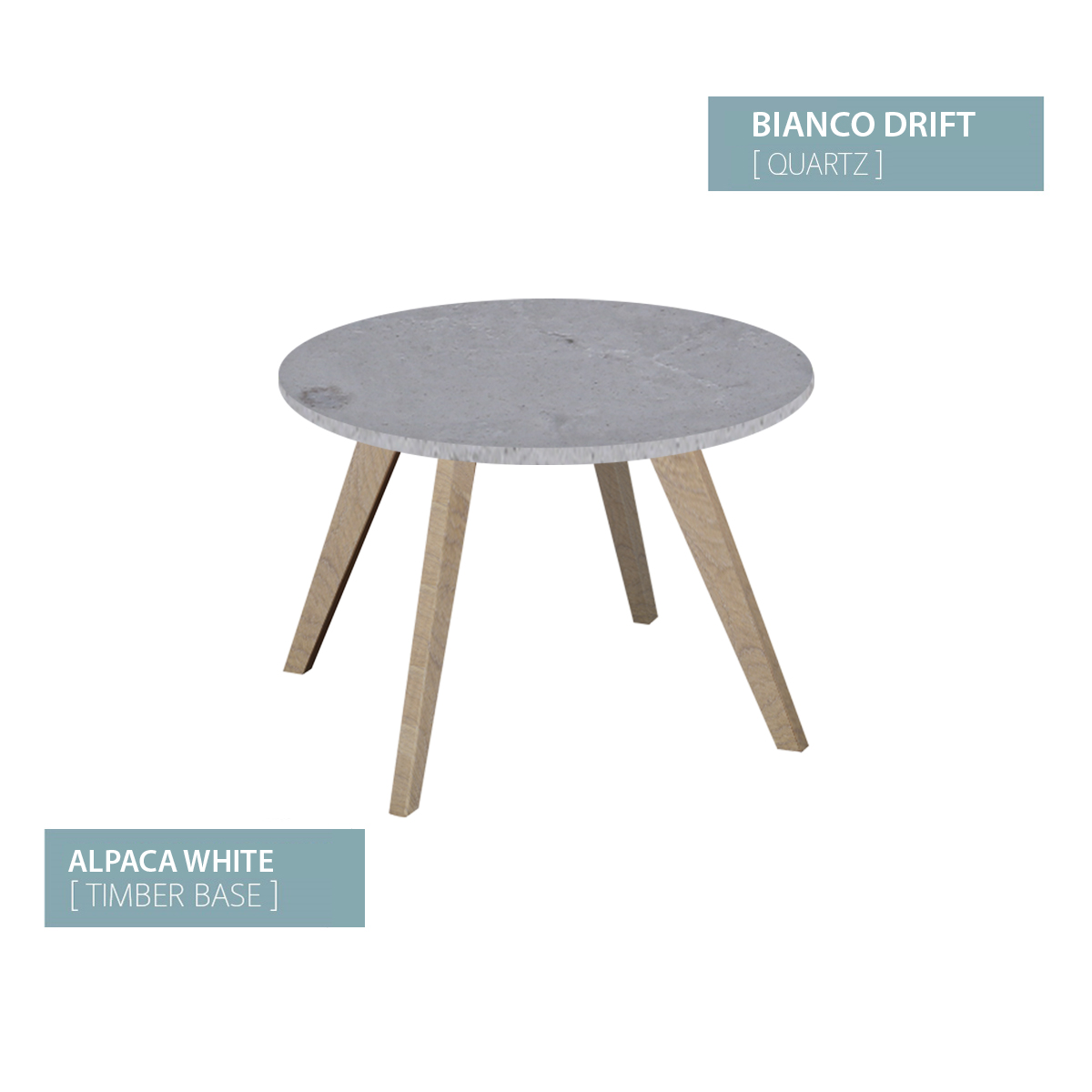 COFFEE TABLE ALPACA WHITE BASE (BLANCO DRIFT)