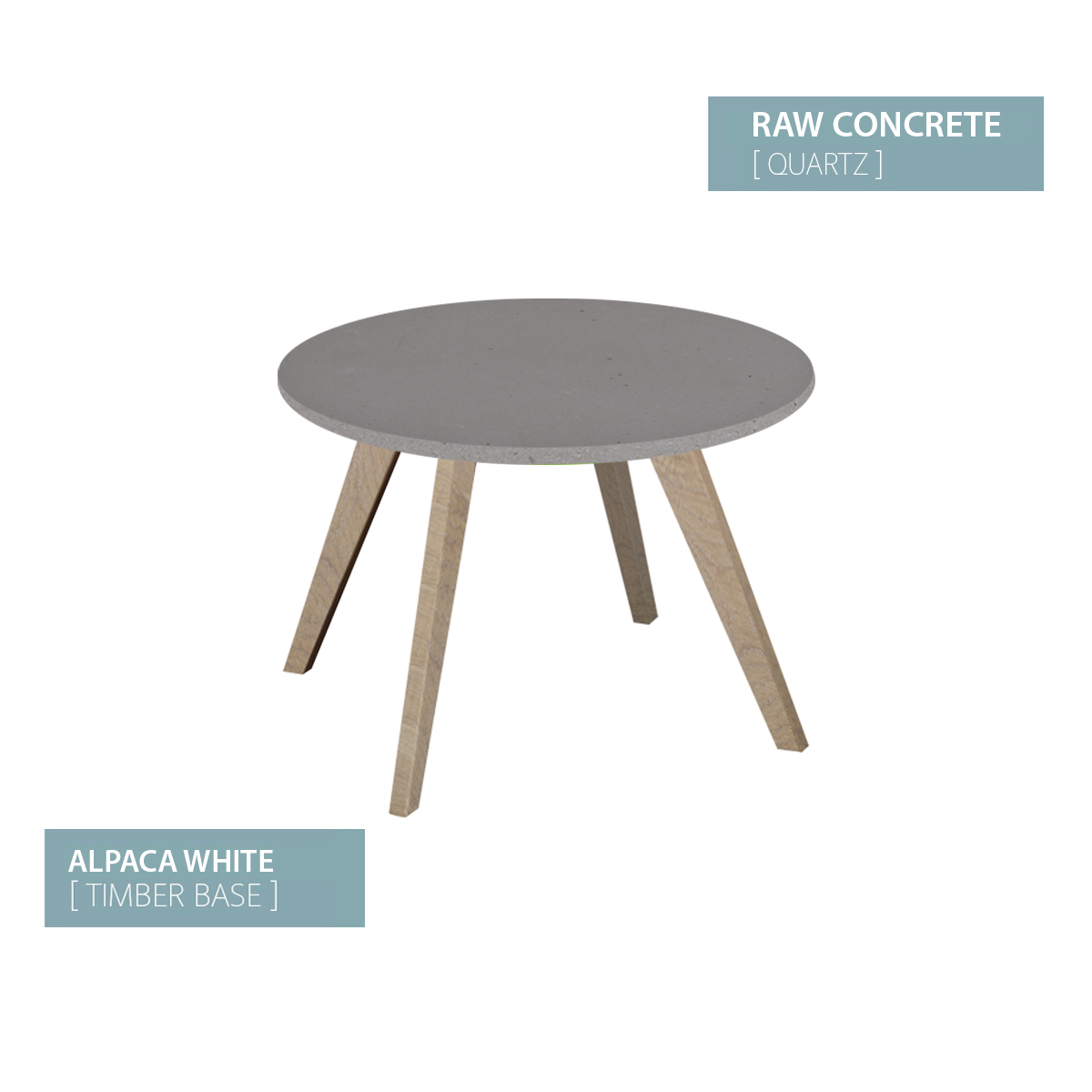 COFFEE TABLE ALPACA WHITE BASE (RAW CONCRETE)