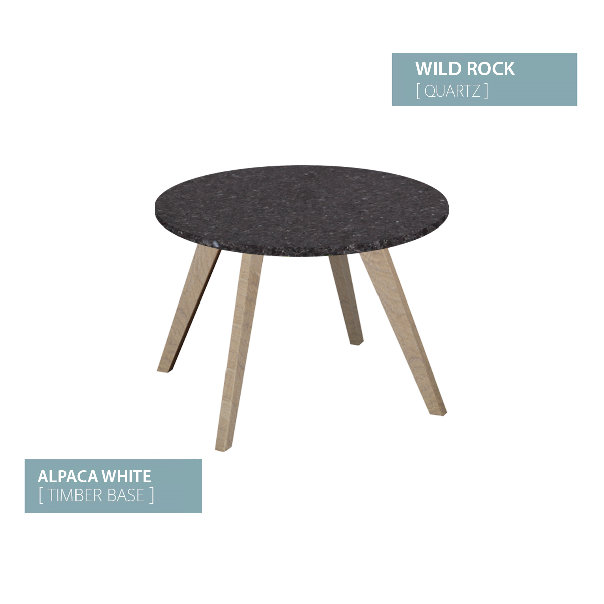 COFFEE TABLE ALPACA WHITE BASE (WILD ROCK)