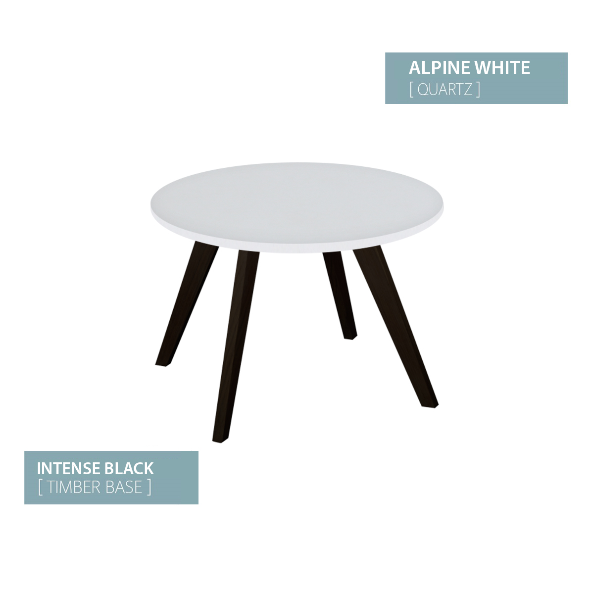 COFFEE TABLE BLACK BASE (ALPINE WHITE)