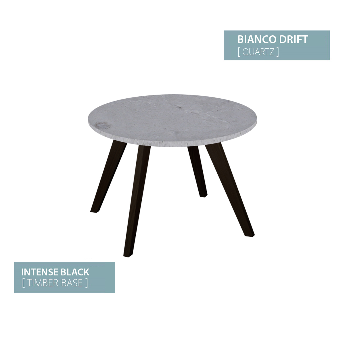COFFEE TABLE BLACK BASE (BLANCO DRIFT)
