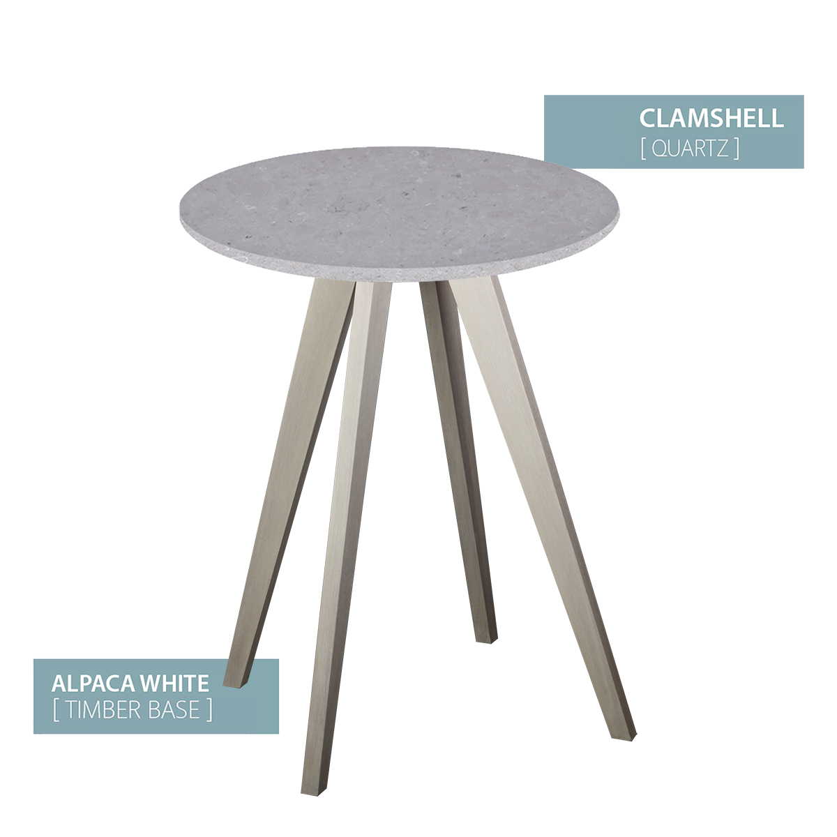CAFE TABLE ALPACA WHITE BASE  (CLAMSHELL)