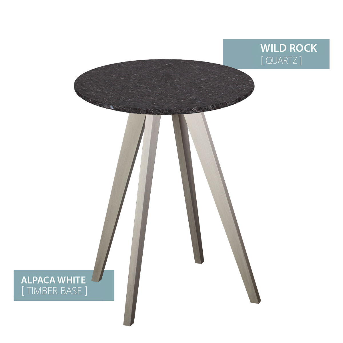 CAFE TABLE ALPACA WHITE BASE  (WILD ROCK)