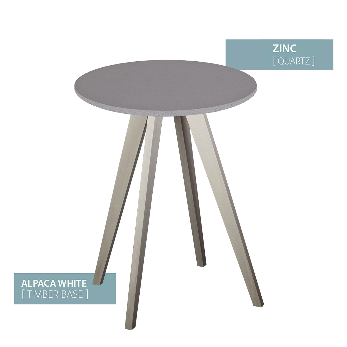CAFE TABLE ALPACA WHITE BASE  (ZINC)