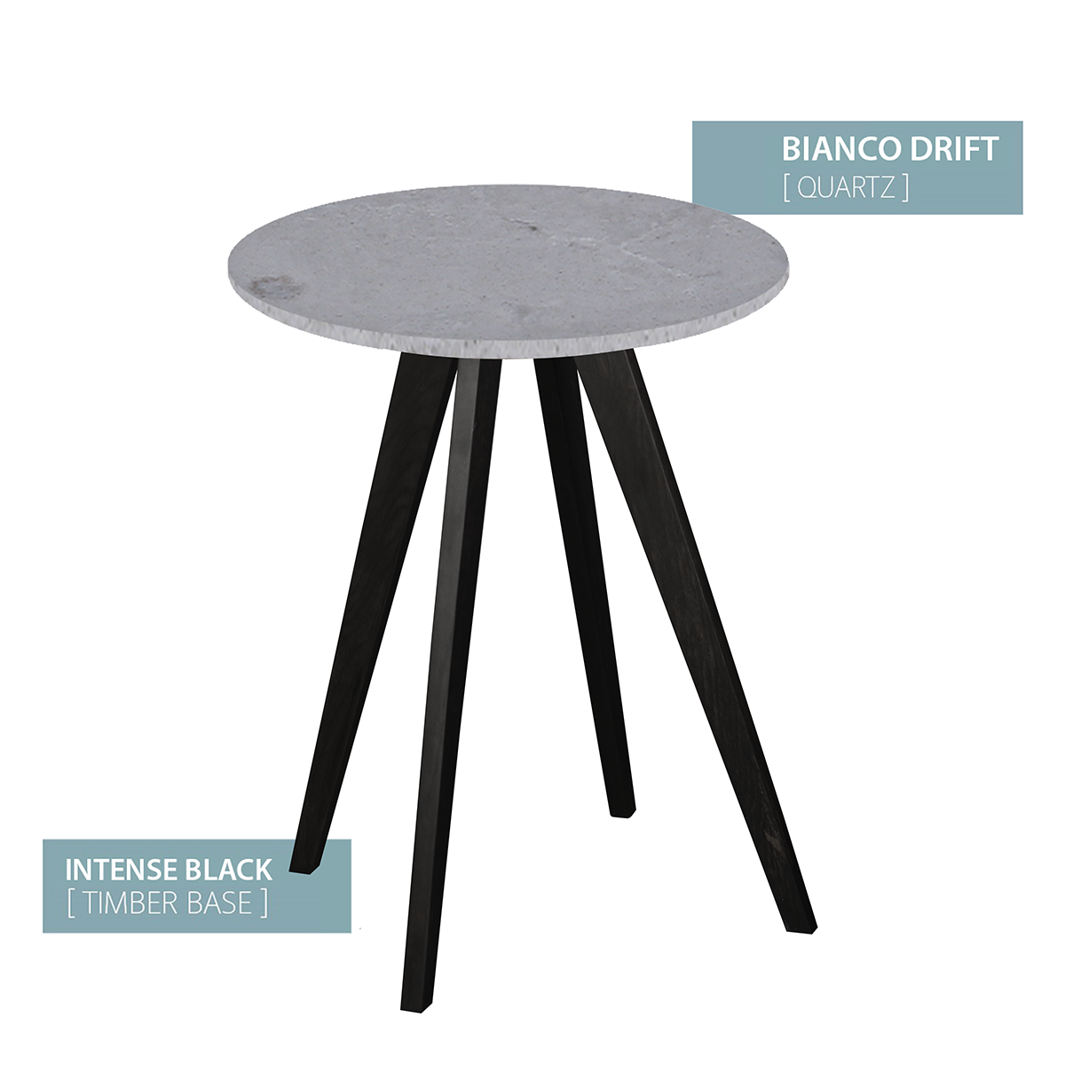 CAFE TABLE BLACK BASE  (BIANCO DRIFT)