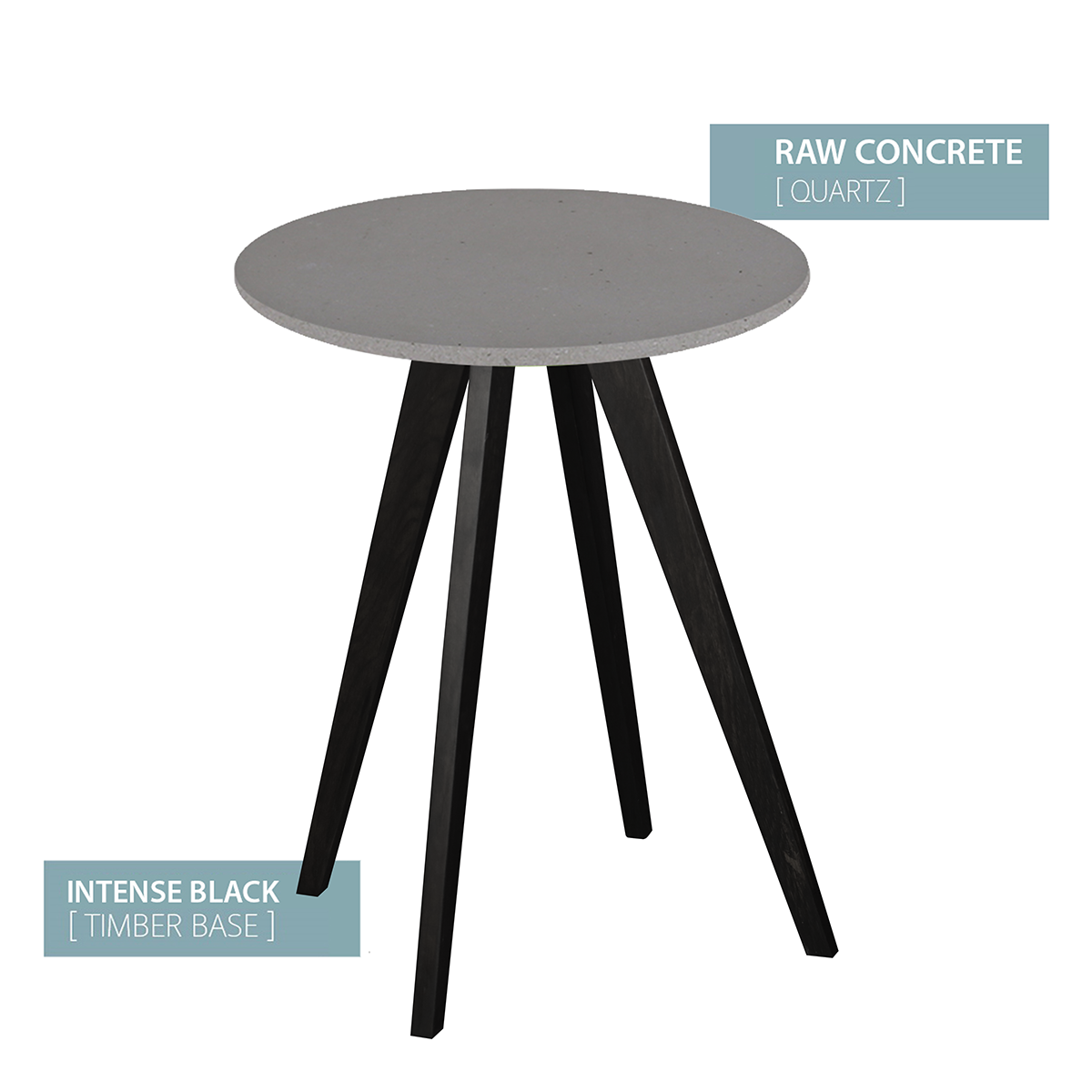CAFE TABLE BLACK BASE (RAW  CONCRETE)