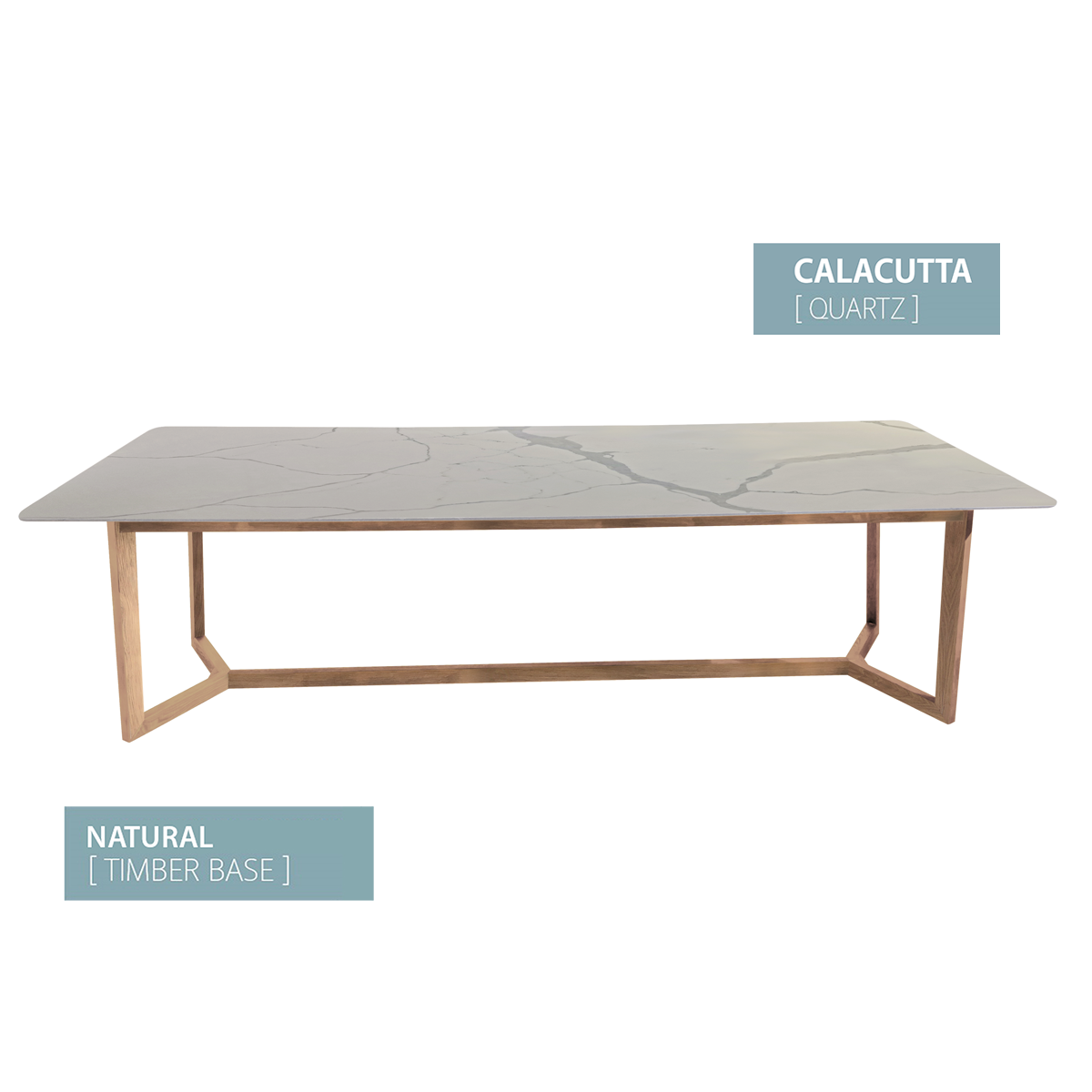 DINING TABLE RECTANGLE NATURAL BASE (CALACUTTA)