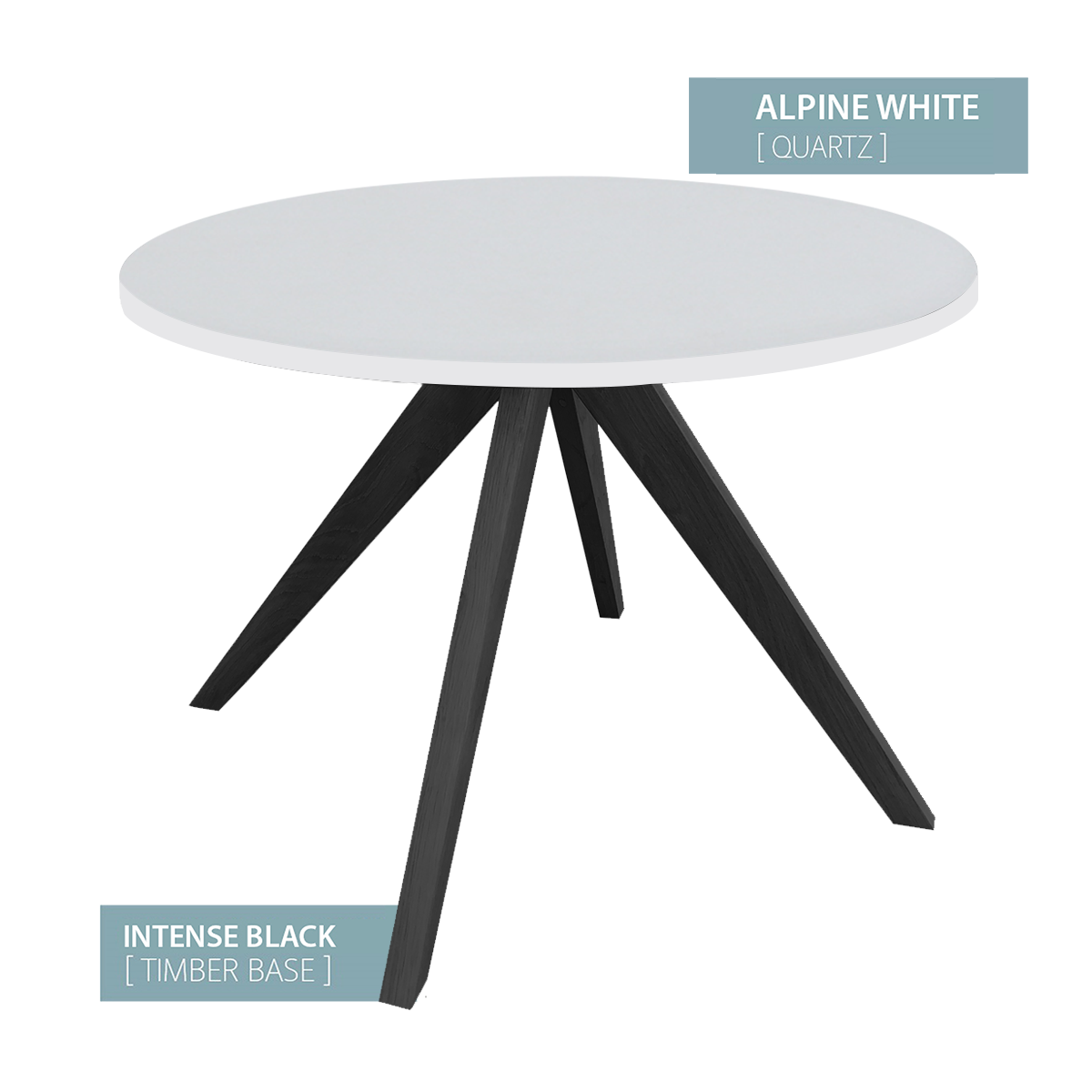 DINING TABLE ROUND BLACK BASE (ALPINE WHITE)