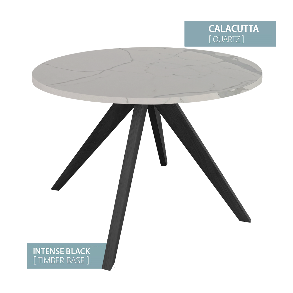 DINING TABLE ROUND BLACK BASE (CALACUTTA)