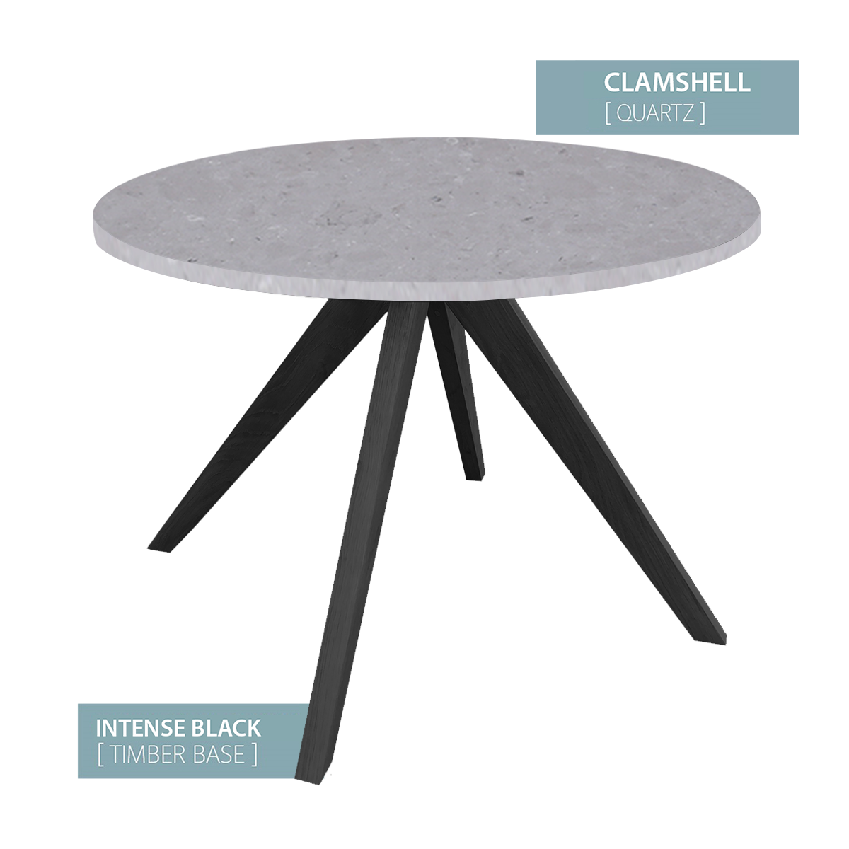 DINING TABLE ROUND BLACK BASE (CLAMSHELL)