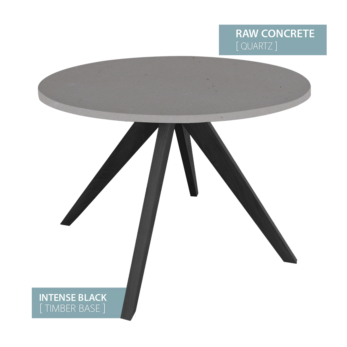 DINING TABLE ROUND BLACK BASE (RAW CONCRETE)