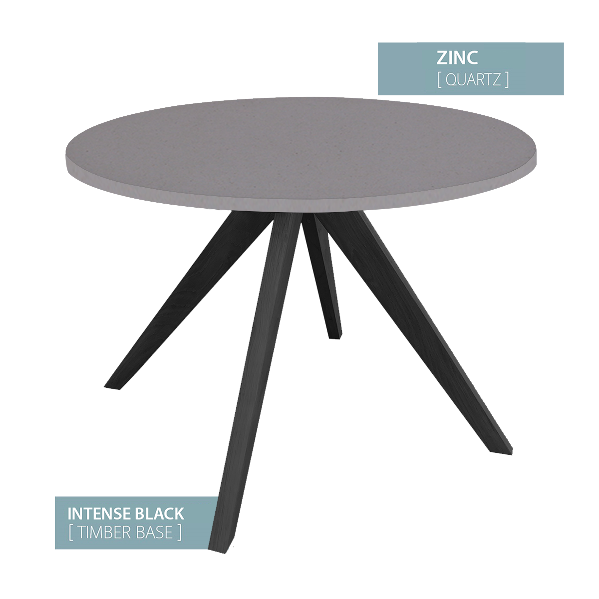 DINING TABLE ROUND BLACK BASE (ZINC)