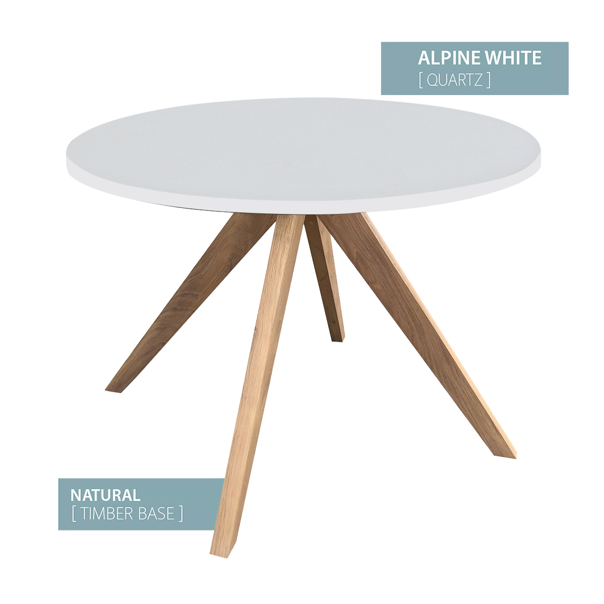 DINING TABLE ROUND NATURAL  BASE (ALPINE WHITE)