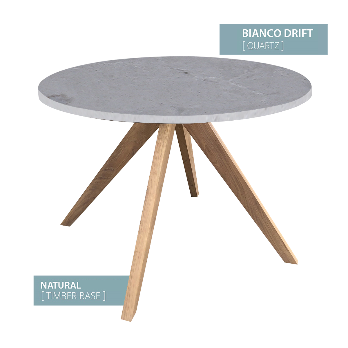 DINING TABLE ROUND NATURAL BASE (BIANCO DRIFT)