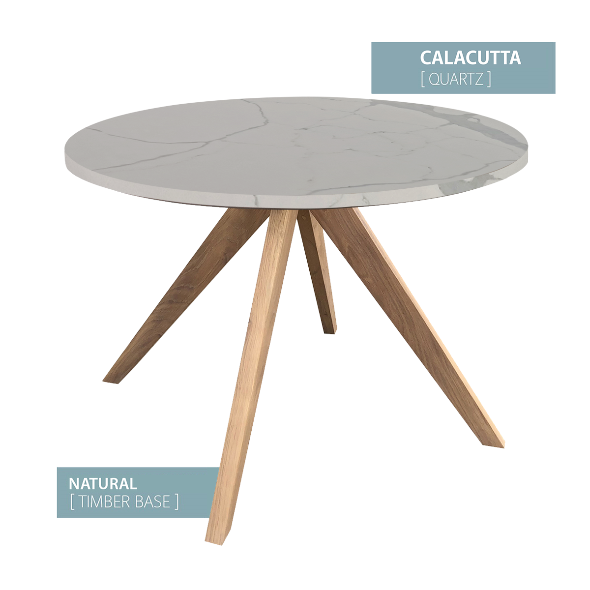 DINING TABLE ROUND NATURAL  BASE (CALACUTTA)