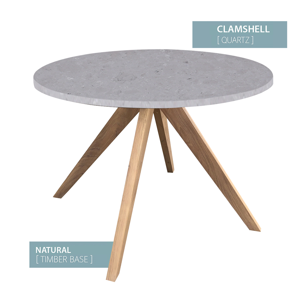 DINING TABLE ROUND NATURAL  BASE (CLAMSHELL)