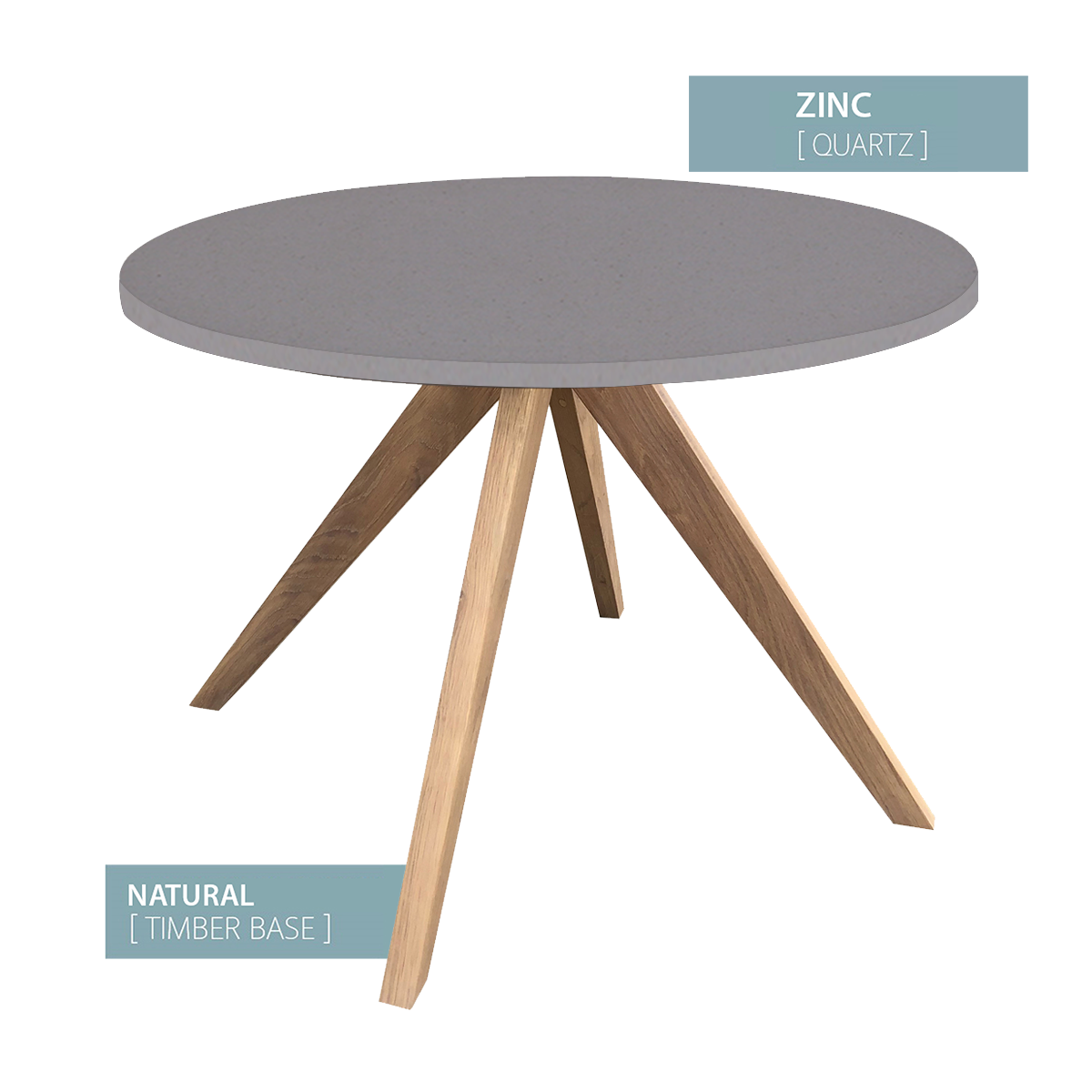 DINING TABLE ROUND NATURAL BASE (ZINC)