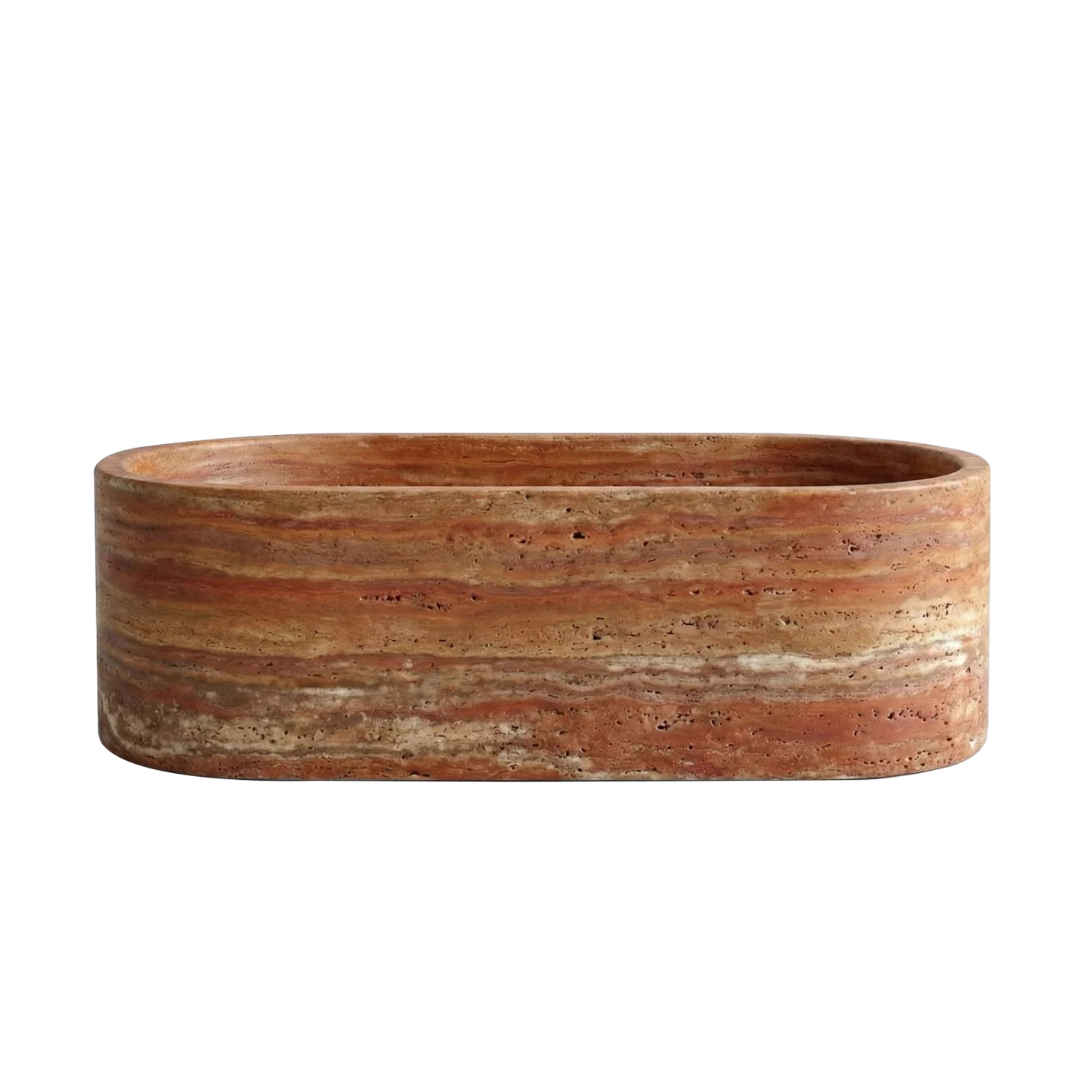 Lorvain Red Travertine Freestanding Bathtub