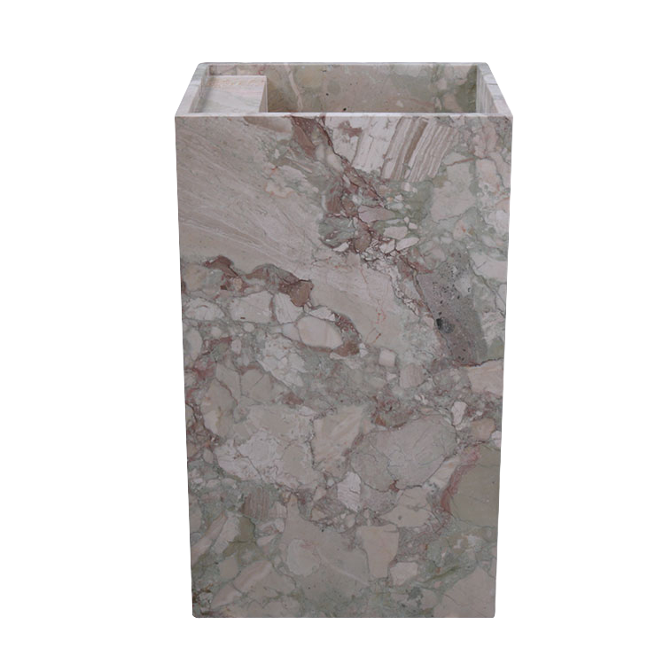 Evora Breccia Rose Marble Pedestal Basin