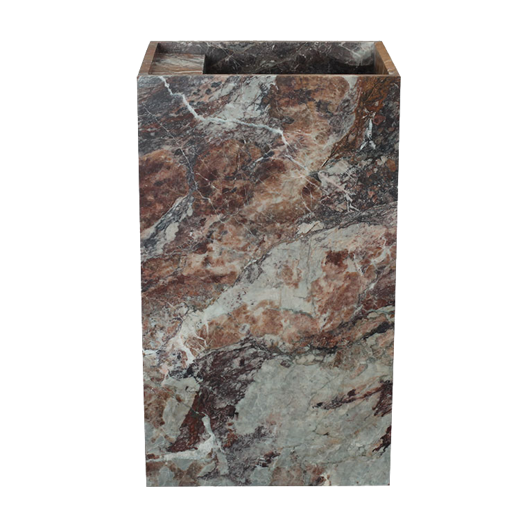 Orlune Breccia Amore Marble Pedestal Basin